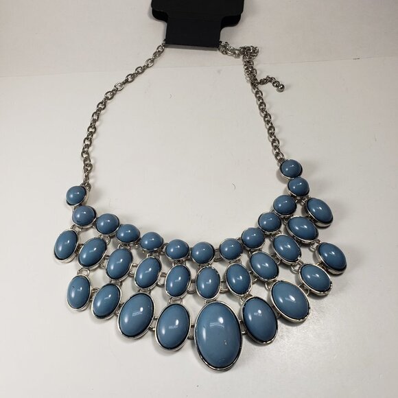 RSVP - Silver-tone Blue Grayish color Stone Statement Necklace, 18+4-in - Women - Picture 4 of 8